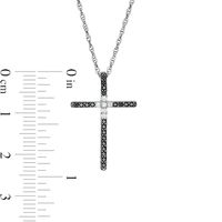 0.20 CT. T.W. Enhanced Black and White Diamond Cross Pendant in Sterling Silver|Peoples Jewellers