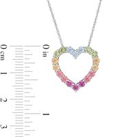 Simulated Light Multi-Colour Sapphire Heart Outline Pendant in Sterling Silver|Peoples Jewellers