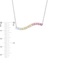 Simulated Light Multi-Colour Sapphire Horizontal Wave Bar Necklace in Sterling Silver|Peoples Jewellers