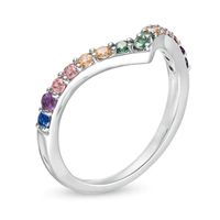 Simulated Multi-Colour Sapphire Chevron Ring in Sterling Silver|Peoples Jewellers