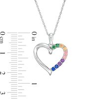 Simulated Multi-Colour Sapphire Duos Loop Heart Outline Pendant in Sterling Silver|Peoples Jewellers