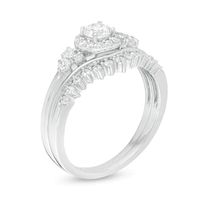 0.58 CT. T.W. Diamond Frame Tri-Sides Bridal Set in 10K White Gold|Peoples Jewellers