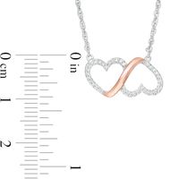 0.10 CT. T.W. Diamond Double Heart Infinity Loop Necklace in Sterling Silver and 10K Rose Gold|Peoples Jewellers