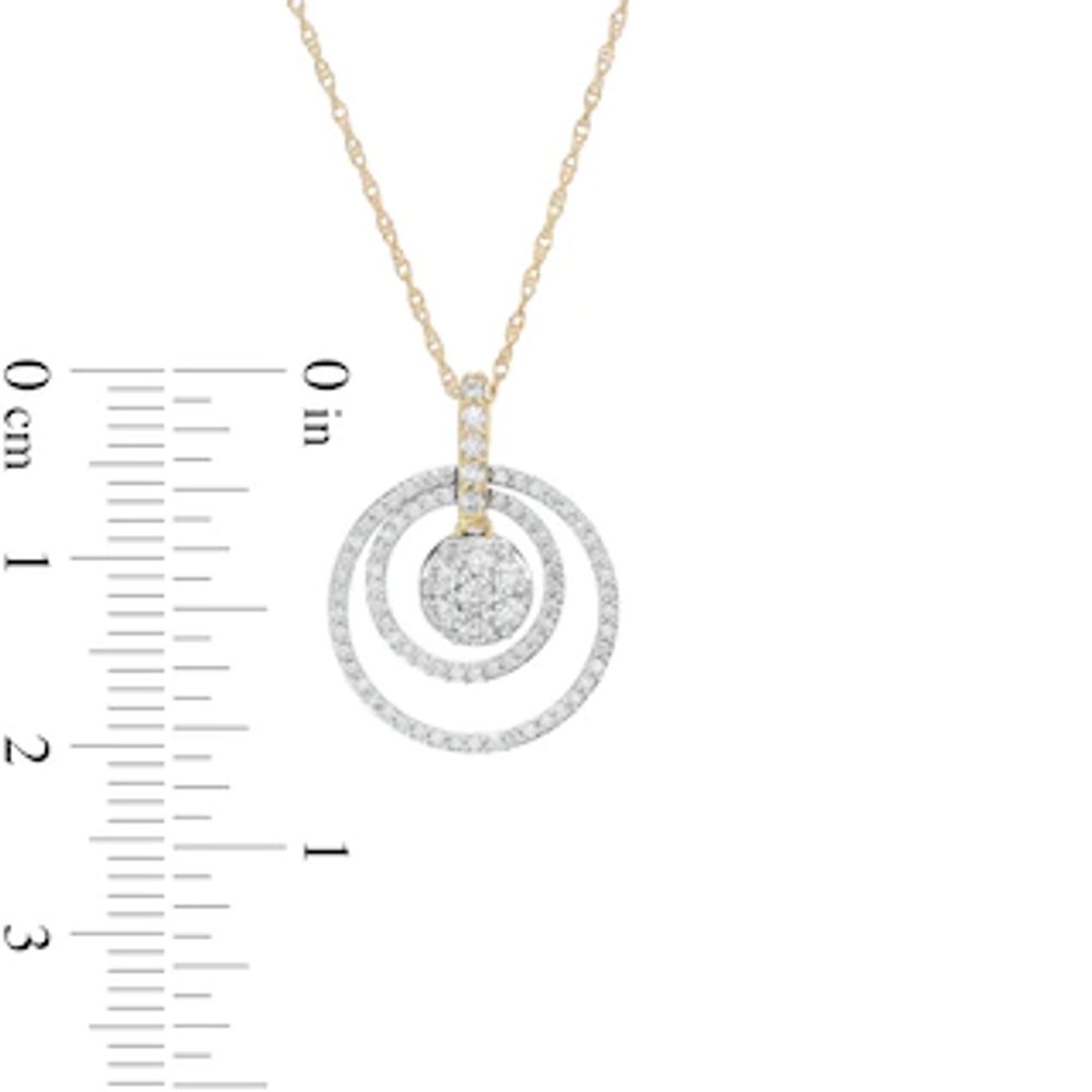 0.45 CT. T.W. Composite Diamond Double Open Circle Pendant in 10K Gold|Peoples Jewellers