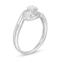 0.20 CT. T.W. Composite Diamond Triple Flower Bypass Ring in 10K White Gold|Peoples Jewellers