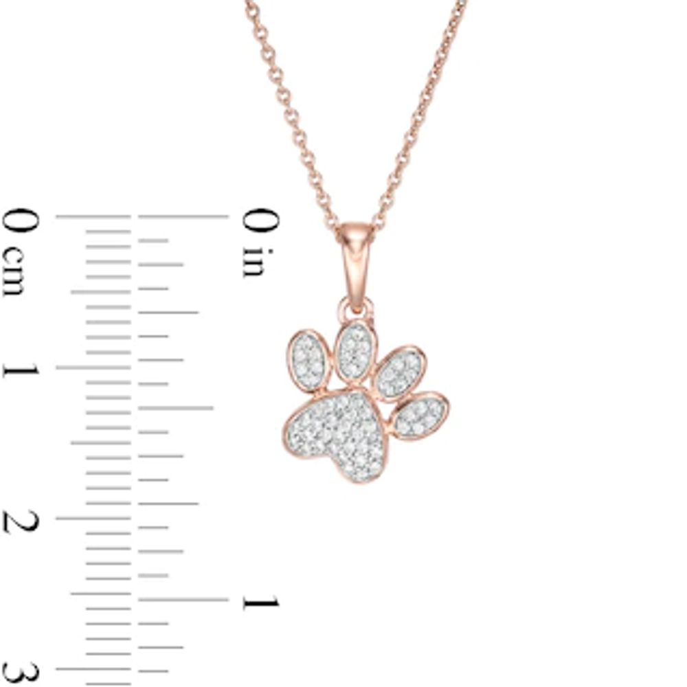 0.116 CT. T.W. Diamond Tilted Paw Print Pendant in 10K Rose Gold|Peoples Jewellers