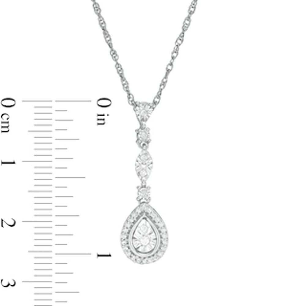 0.12 CT. T.W. Diamond Pear-Shaped Frame Drop Pendant in Sterling Silver|Peoples Jewellers