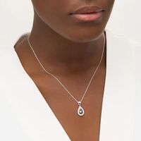 0.15 CT. T.W. Diamond Pear-Shaped Frame Dangle Pendant in Sterling Silver|Peoples Jewellers