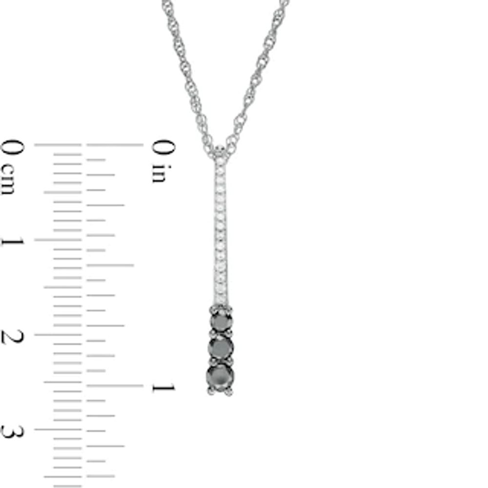 0.29 CT. T.W.  Enhanced Black and White Diamond Three Stone Linear Pendant in Sterling Silver|Peoples Jewellers