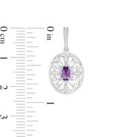 Amethyst and 0.04 CT. T.W. Diamond Filigree Cross Oval Drop Earrings in Sterling Silver|Peoples Jewellers