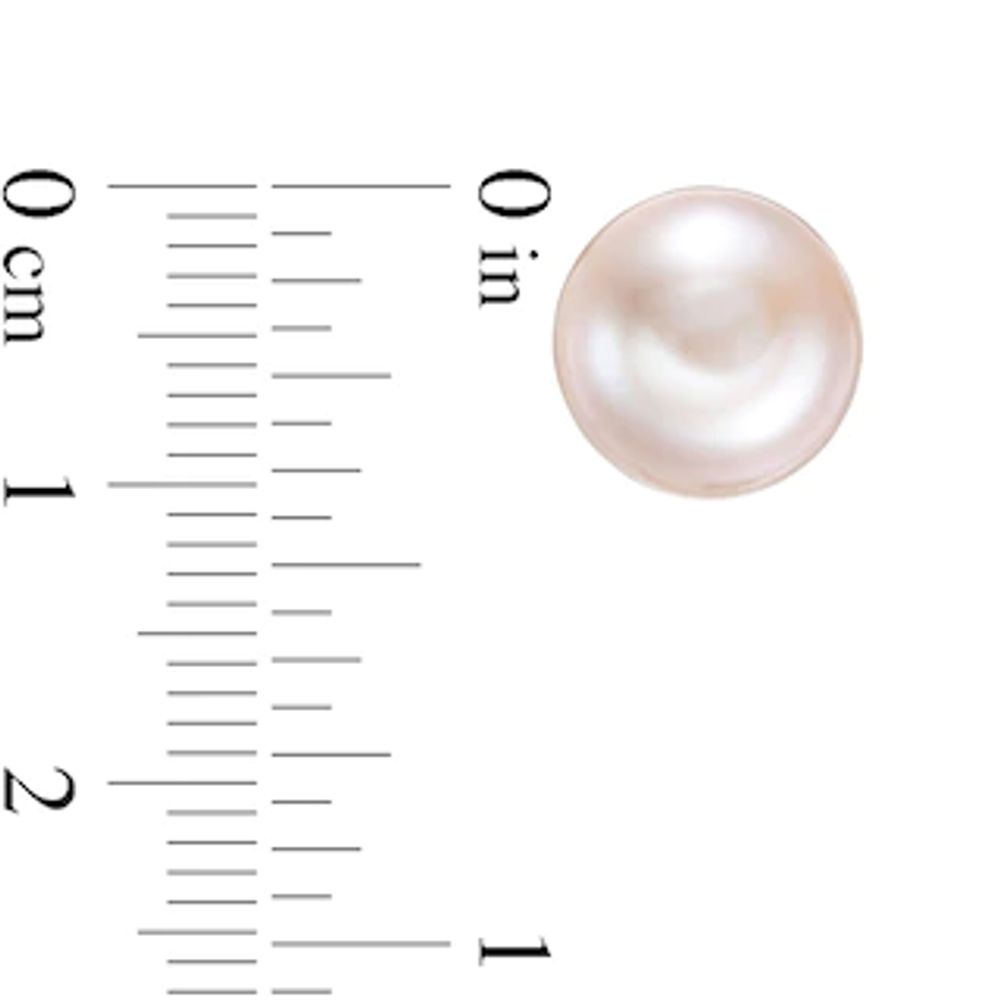 10.0-11.0mm Button Dyed Freshwater Cultured Pearl Stud Earrings in Sterling Silver|Peoples Jewellers