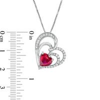 8.0mm Lab-Created Ruby and White Sapphire Interlocking Double Loop Tilted Heart Pendant in Sterling Silver|Peoples Jewellers