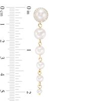 2.5-7.0mm Freshwater Cultured Pearl and Lab-Created White Sapphire Graduated Drop Earrings in 10K Gold|Peoples Jewellers