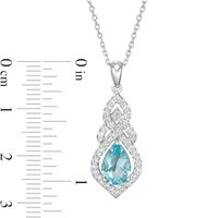 Pear-Shaped Swiss Blue Topaz and Lab-Created White Sapphire Interwoven Drop Pendant in Sterling Silver|Peoples Jewellers