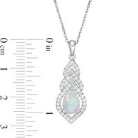 Pear-Shaped Lab-Created Opal and White Sapphire Interwoven Drop Pendant in Sterling Silver|Peoples Jewellers