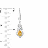 Pear-Shaped Citrine and Lab-Created White Sapphire Interwoven Drop Earrings in Sterling Silver|Peoples Jewellers