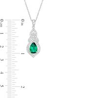 Pear-Shaped Lab-Created Emerald and White Sapphire Interwoven Drop Pendant in Sterling Silver|Peoples Jewellers