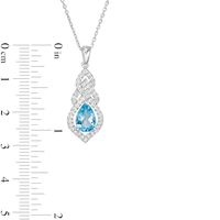 Pear-Shaped Lab-Created Blue Quartz and Lab-Created White Sapphire Interwoven Drop Pendant in Sterling Silver|Peoples Jewellers