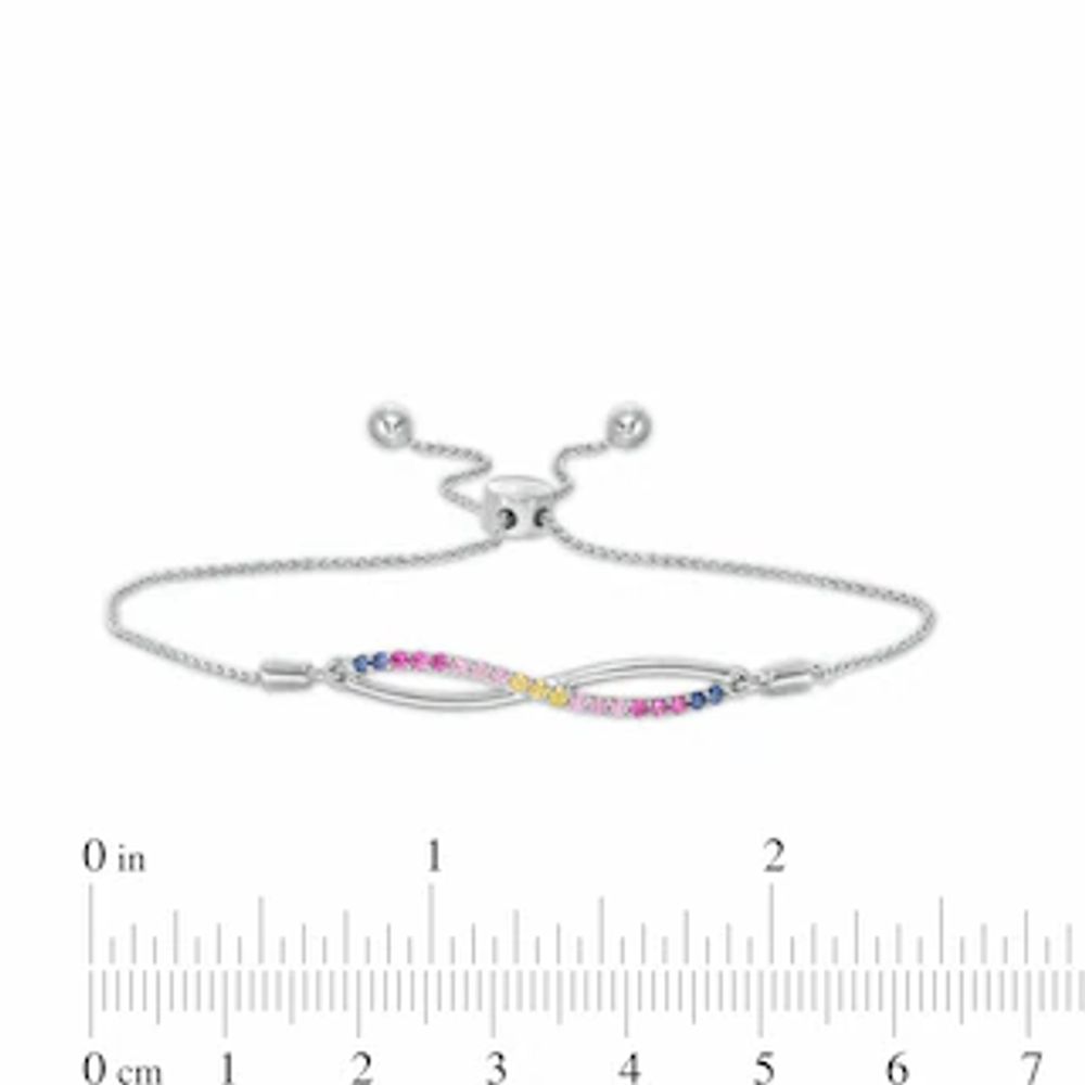Lab-Created Multi-Colour Sapphire Infinity Bolo Bracelet in Sterling Silver - 9.5"|Peoples Jewellers