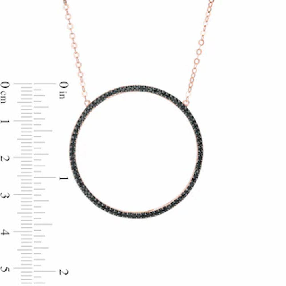 Black Spinel Circle Necklace in Sterling Silver with 18K Rose Gold Plate|Peoples Jewellers