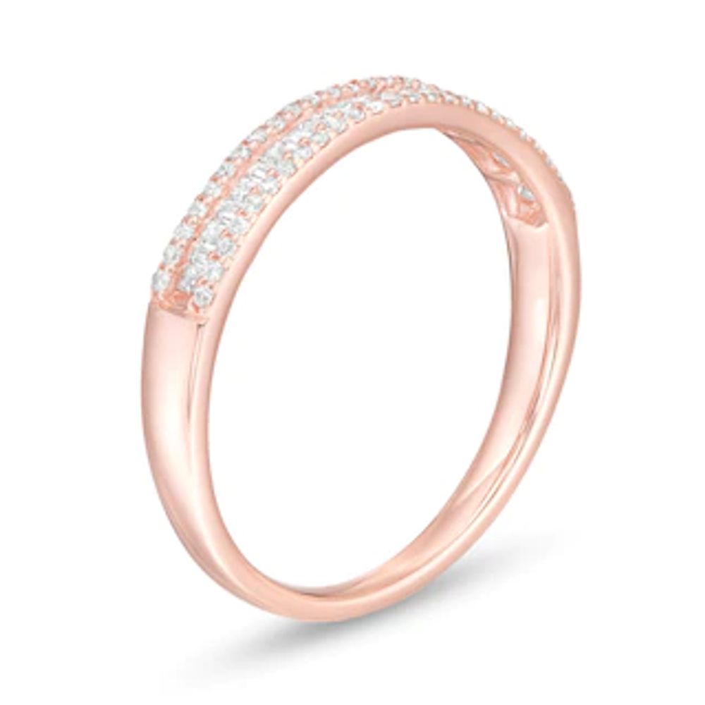0.25 CT. T.W. Baguette and Round Diamond Triple Row Anniversary Band in 10K Rose Gold|Peoples Jewellers