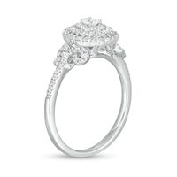 0.45 CT. T.W. Oval Diamond Triple Frame Engagement Ring in 14K White Gold|Peoples Jewellers