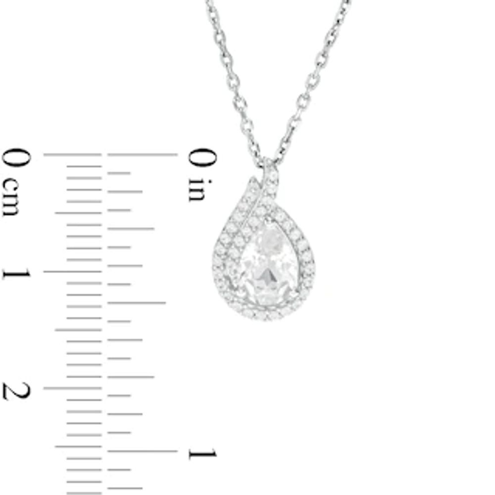 Pear-Shaped Lab-Created White Sapphire Flame Pendant in Sterling Silver|Peoples Jewellers