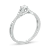 0.13 CT. Diamond Solitaire Crossover Shank Promise Ring in 10K White Gold|Peoples Jewellers