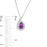 Pear-Shaped Amethyst and Lab-Created White Sapphire Flame Pendant in Sterling Silver|Peoples Jewellers