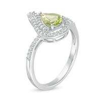 Pear-Shaped Peridot and Lab-Created White Sapphire Flame Ring in Sterling Silver|Peoples Jewellers