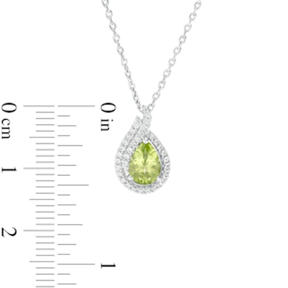 Pear-Shaped Peridot and Lab-Created White Sapphire Flame Pendant in Sterling Silver|Peoples Jewellers