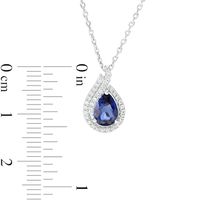 Pear-Shaped Lab-Created Blue and White Sapphire Flame Pendant in Sterling Silver|Peoples Jewellers