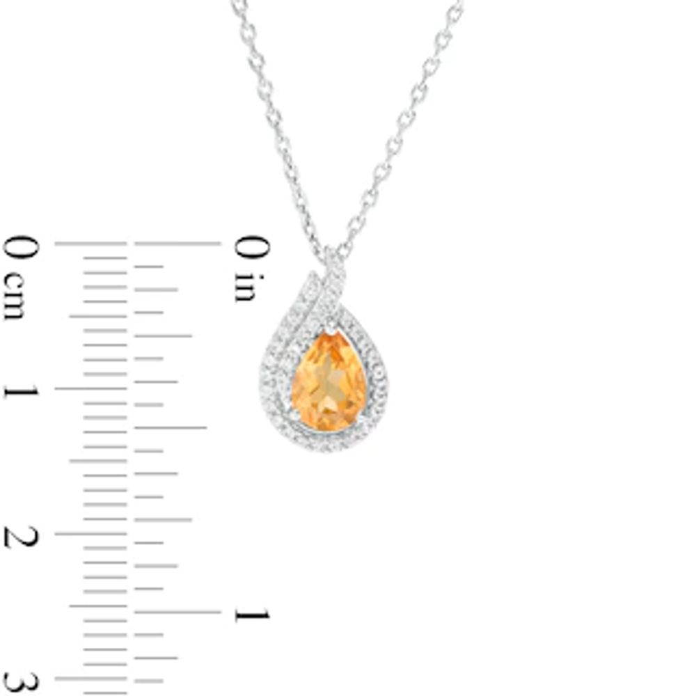 Pear-Shaped Citrine and Lab-Created White Sapphire Flame Pendant in Sterling Silver|Peoples Jewellers