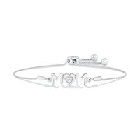Diamond Accent "MOM" Heart Bolo Bracelet in Sterling Silver - 8.25"|Peoples Jewellers
