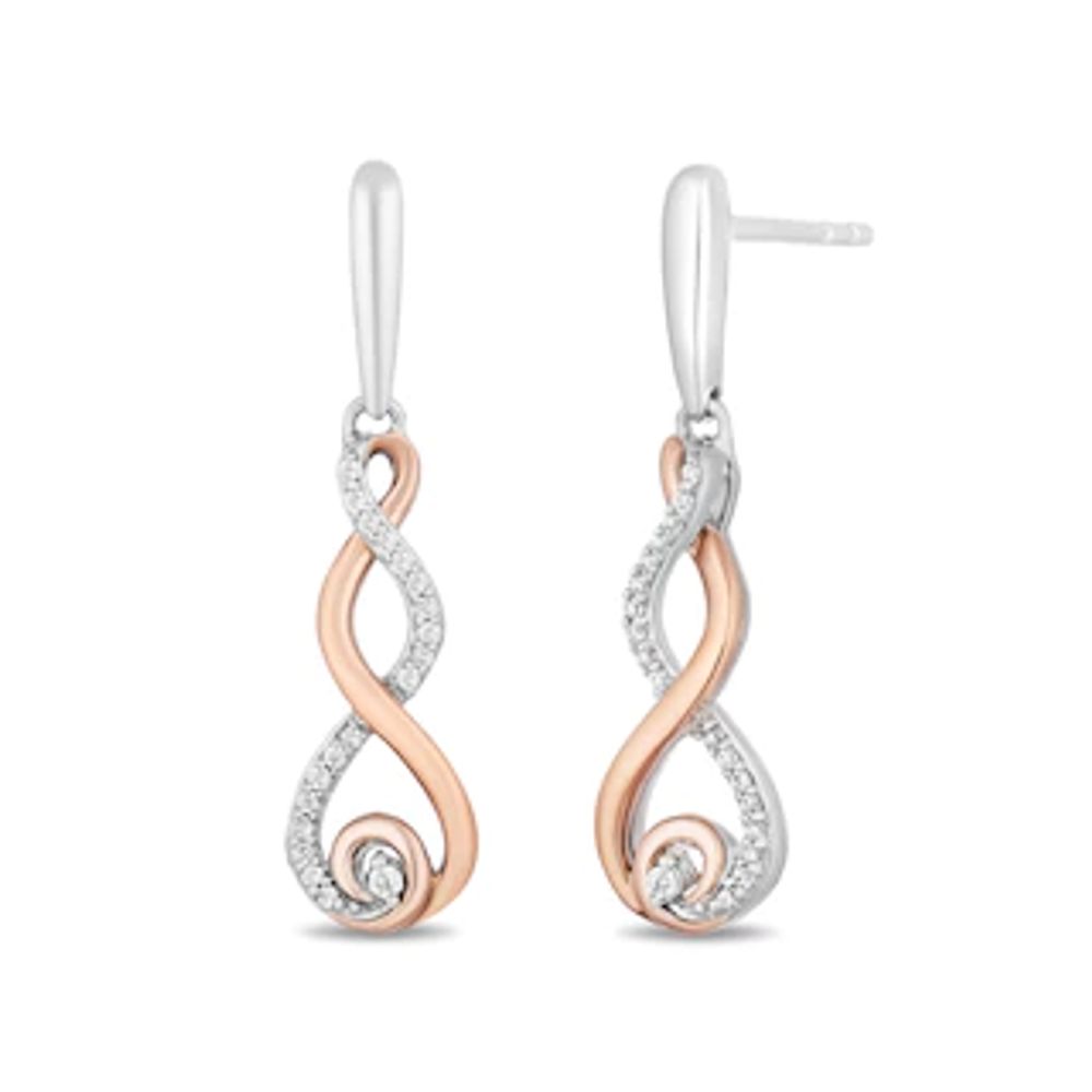 Hallmark Diamonds Gratitude 0.085 CT. T.W. Diamond Flame Drop Earrings in Sterling Silver and 10K Rose Gold|Peoples Jewellers