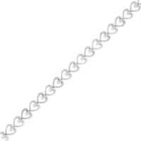 Hallmark Diamonds Love 0.085 CT. T.W. Diamond Sideways Alternating Hearts Bracelet in Sterling Silver - 7.5"|Peoples Jewellers