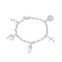 Hallmark Diamonds 0.085 CT. T.W. Diamond Five Charm Bracelet in Sterling Silver - 7.5"|Peoples Jewellers