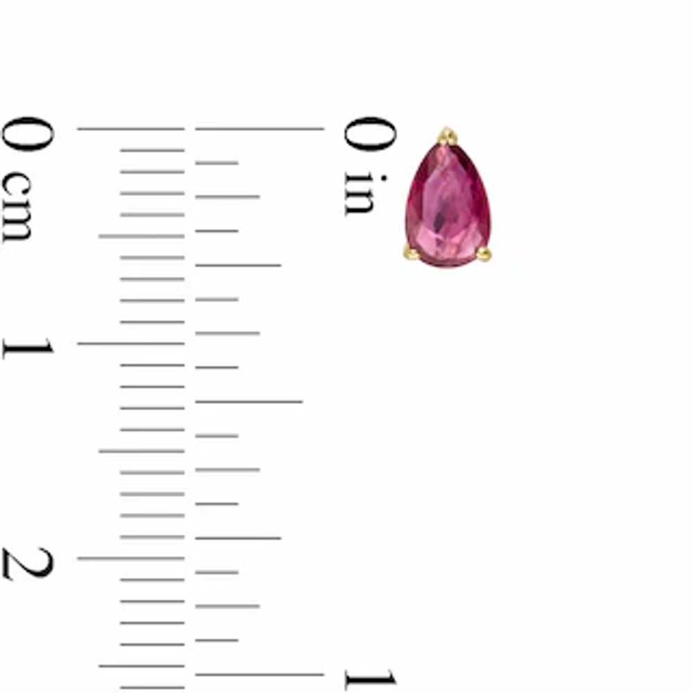 Certified Pear-Shaped Ruby Solitaire Stud Earrings in 14K Gold|Peoples Jewellers