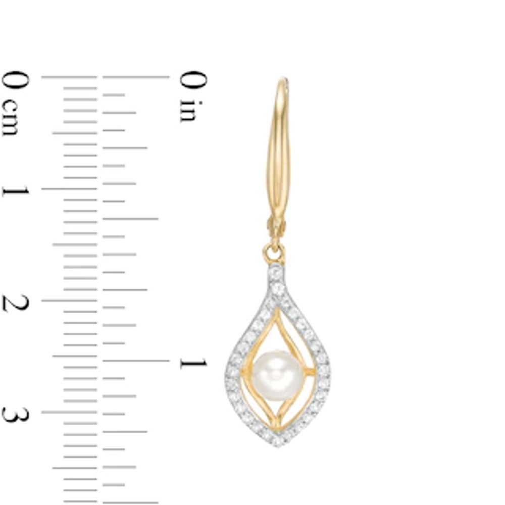 4.5-5.0mm Freshwater Cultured Pearl and White Topaz Double Teardrop Earrings in 10K Gold|Peoples Jewellers