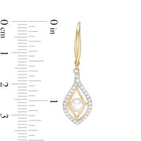 4.5-5.0mm Freshwater Cultured Pearl and White Topaz Double Teardrop Earrings in 10K Gold|Peoples Jewellers