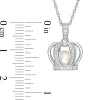 6.5-7.0mm Freshwater Cultured Pearl and Lab-Created White Sapphire Crown Cage Pendant in Sterling Silver|Peoples Jewellers