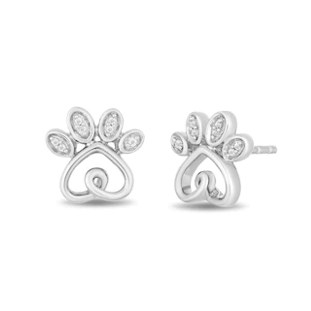 Hallmark Diamonds Family Diamond Accent Paw Stud Earrings in Sterling Silver|Peoples Jewellers