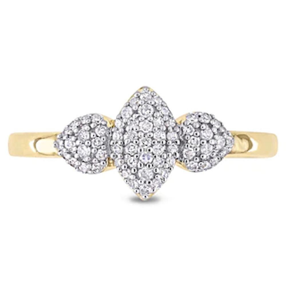 0.20 CT. T.W. Composite Diamond Marquise Three Stone Promise Ring in Sterling Silver with Yellow Rhodium|Peoples Jewellers