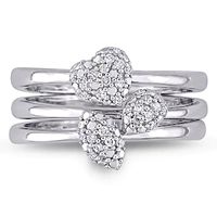 0.15 CT. T.W. Diamond Three Piece Stackable Ring Set in Sterling Silver|Peoples Jewellers