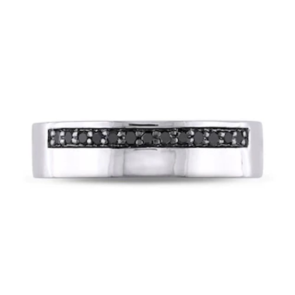 Men's 0.20 CT. T.W. Black Diamond Ribbon Band in Sterling Silver|Peoples Jewellers