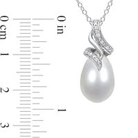 9.0-9.5mm Baroque Freshwater Cultured Pearl and 0.04 CT. T.W. Diamond Flame Pendant in Sterling Silver|Peoples Jewellers