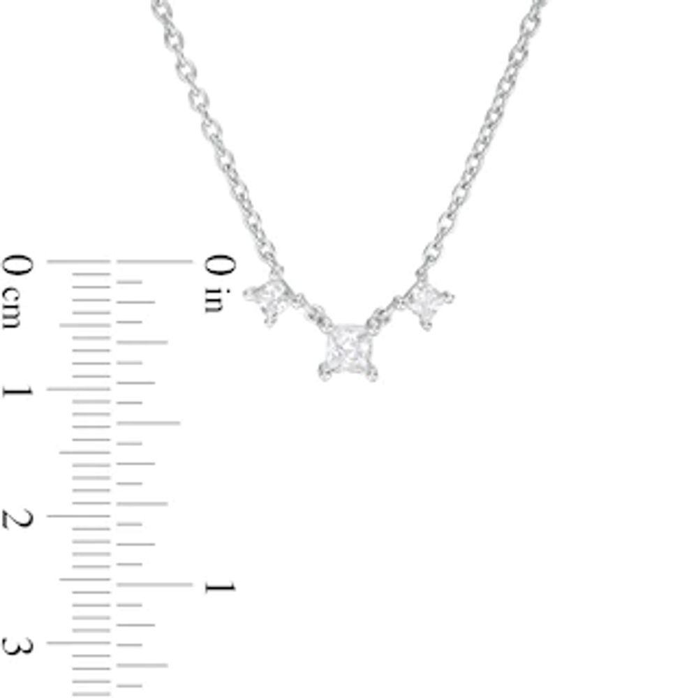 0.45 CT. T.W. Princess-Cut Diamond Past Present Future® Necklace in 10K White Gold|Peoples Jewellers