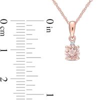 5.0mm Morganite and Diamond Accent Drop Pendant in 10K Rose Gold - 17"|Peoples Jewellers