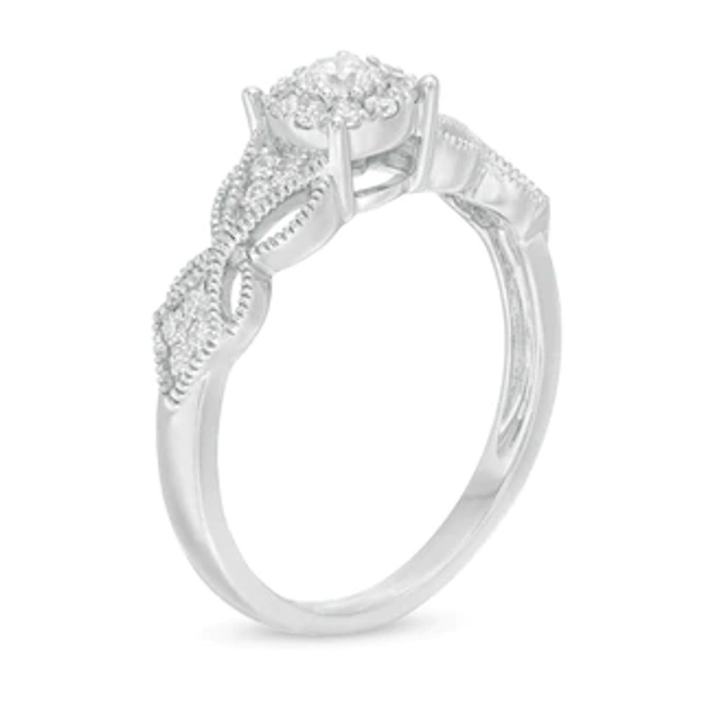 0.29 CT. T.W. Diamond Butterfly-Sides Vintage-Style Filigree Engagement Ring in 10K White Gold|Peoples Jewellers