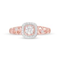 0.37 CT. T.W. Diamond Cushion Frame Filigree Shank Ring in 10K Rose Gold|Peoples Jewellers